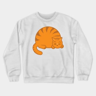 Sleepy Chubby Kitty - Orange Crewneck Sweatshirt